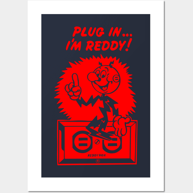 plug in reddy kilowatt red Wall Art by Sayang Anak